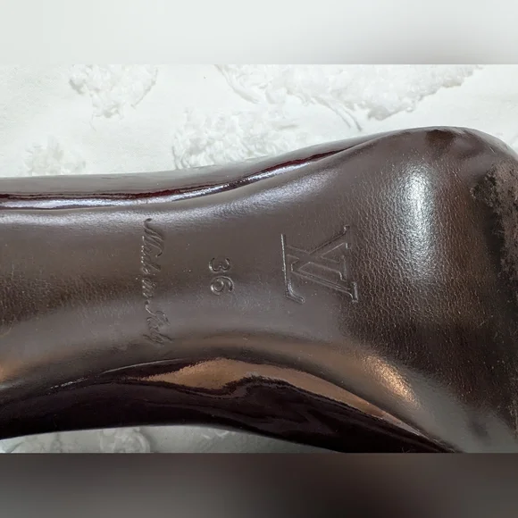 Louis Vuitton Dark Plum Peep Toe Heels - Picture 5 of 6